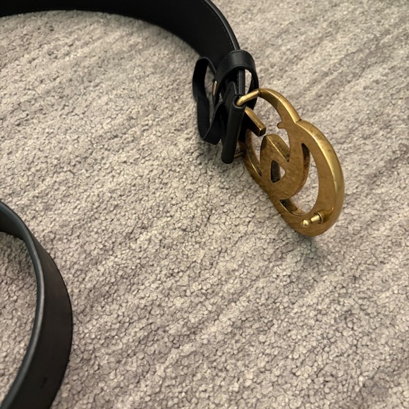 Gucci gg marmont gold brass metal belt 90 cm size 32 waist come with box main image 7
